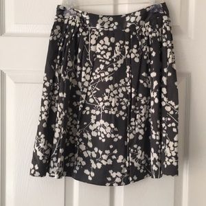 Brown with cream pattern silk skirt